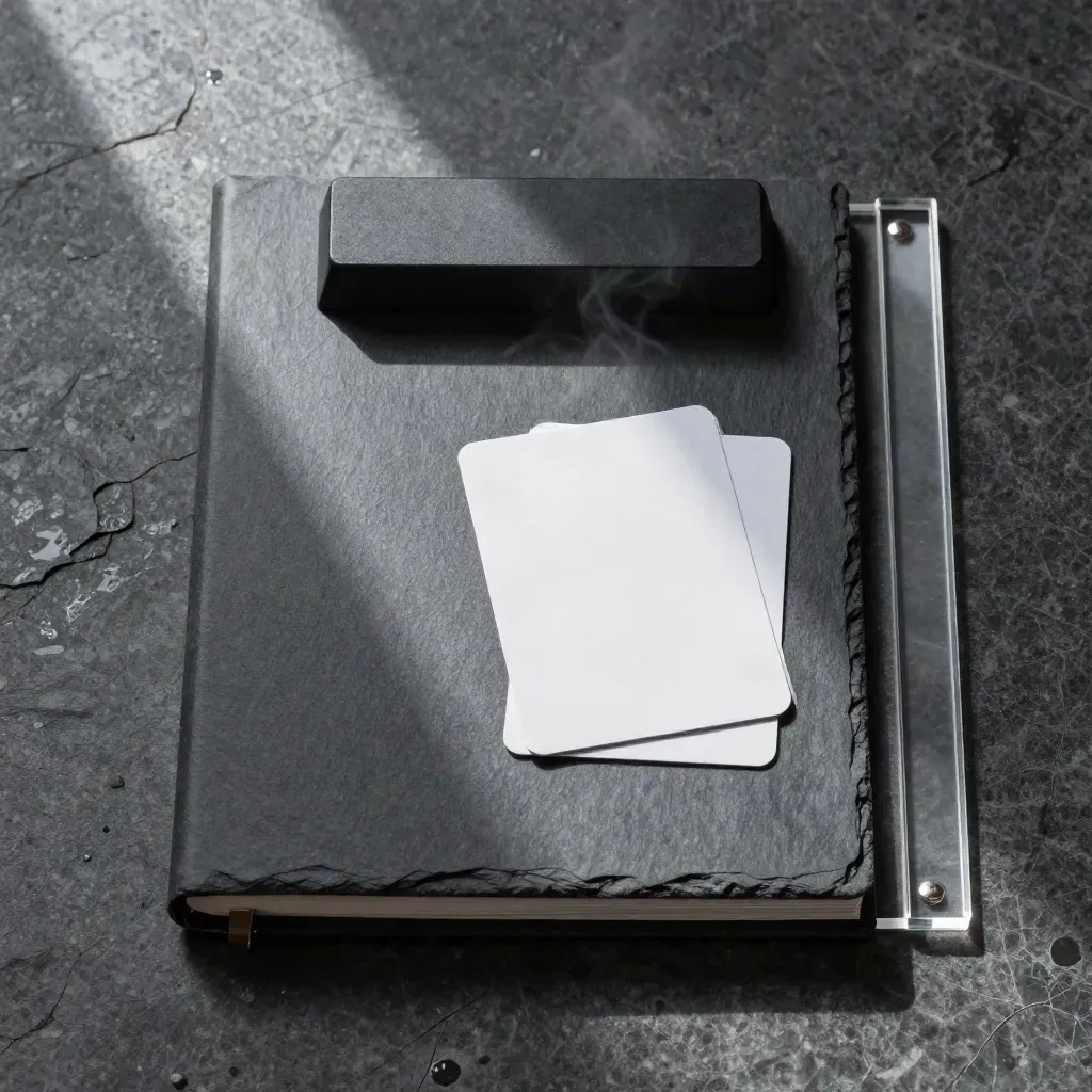 Islak bazalt üzerinde logo kuralları için binder, ayırıcı blok ve şeffaf hizalama çubuğu.